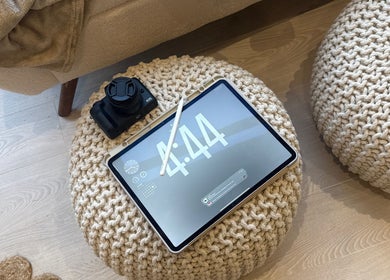 Cozy seating with tablet and camera at ByMacyAsh in Stoke-on-Trent, England, GB.