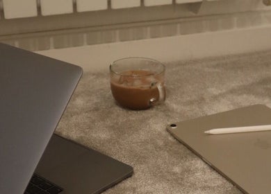 Cozy workspace with laptops and coffee at ByMacyAsh, Stoke-on-Trent, England, GB.