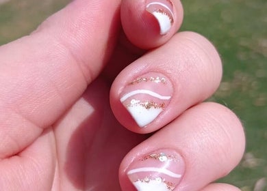 Elegant nail art with glitter at Lallie Nail Studio, Potchefstroom, North West, ZA.