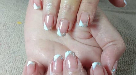 White and glitter French manicure at Lallie Nail Studio, Potchefstroom, North West, ZA.