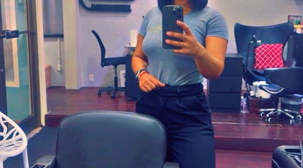 Interior of Mio Hair & Beauty Salon in Willemstad, Curaçao, CW with stylist preparing station.