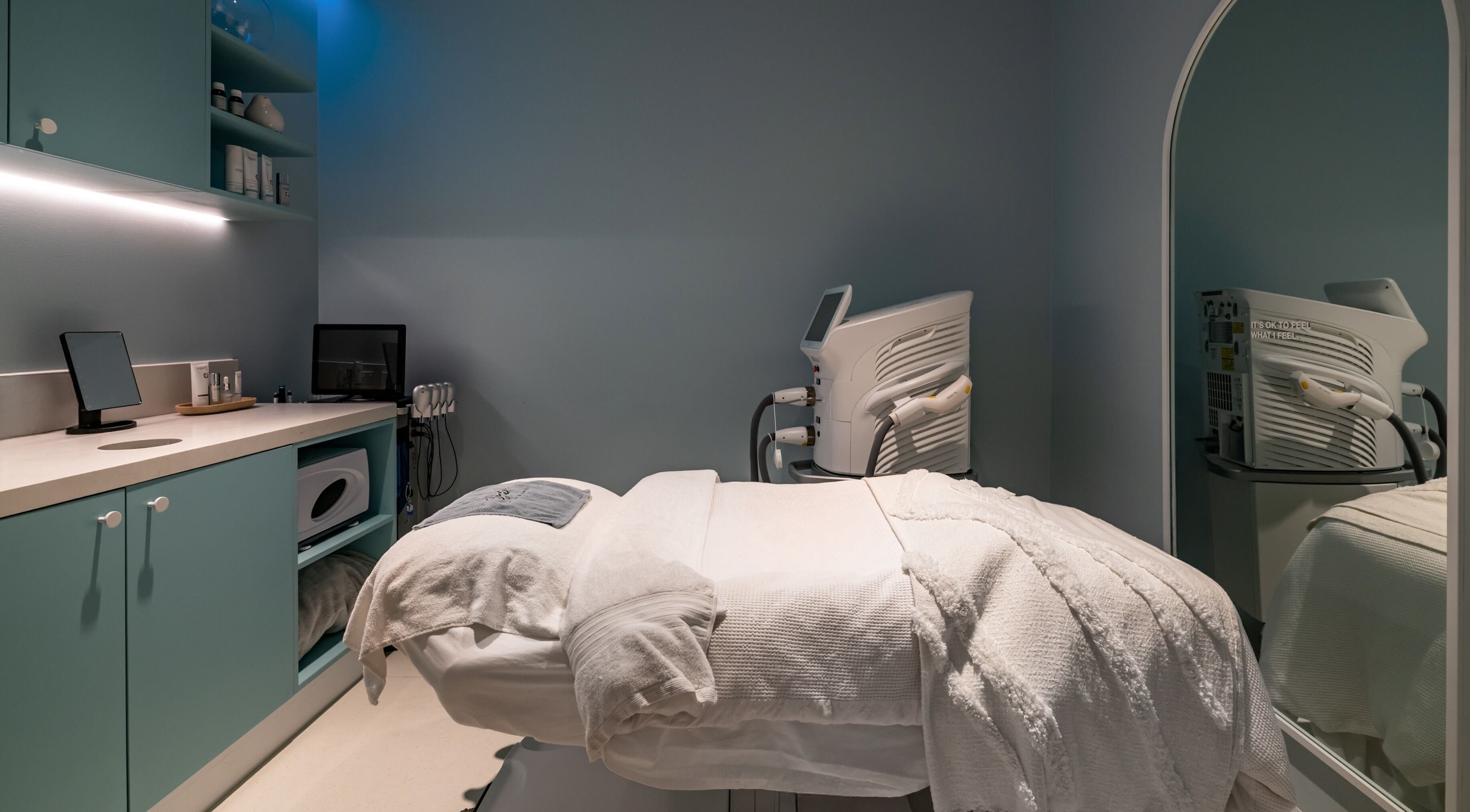 Relaxing spa room at My Julie, Moonee Ponds, Victoria, AU, with modern equipment and soothing decor.