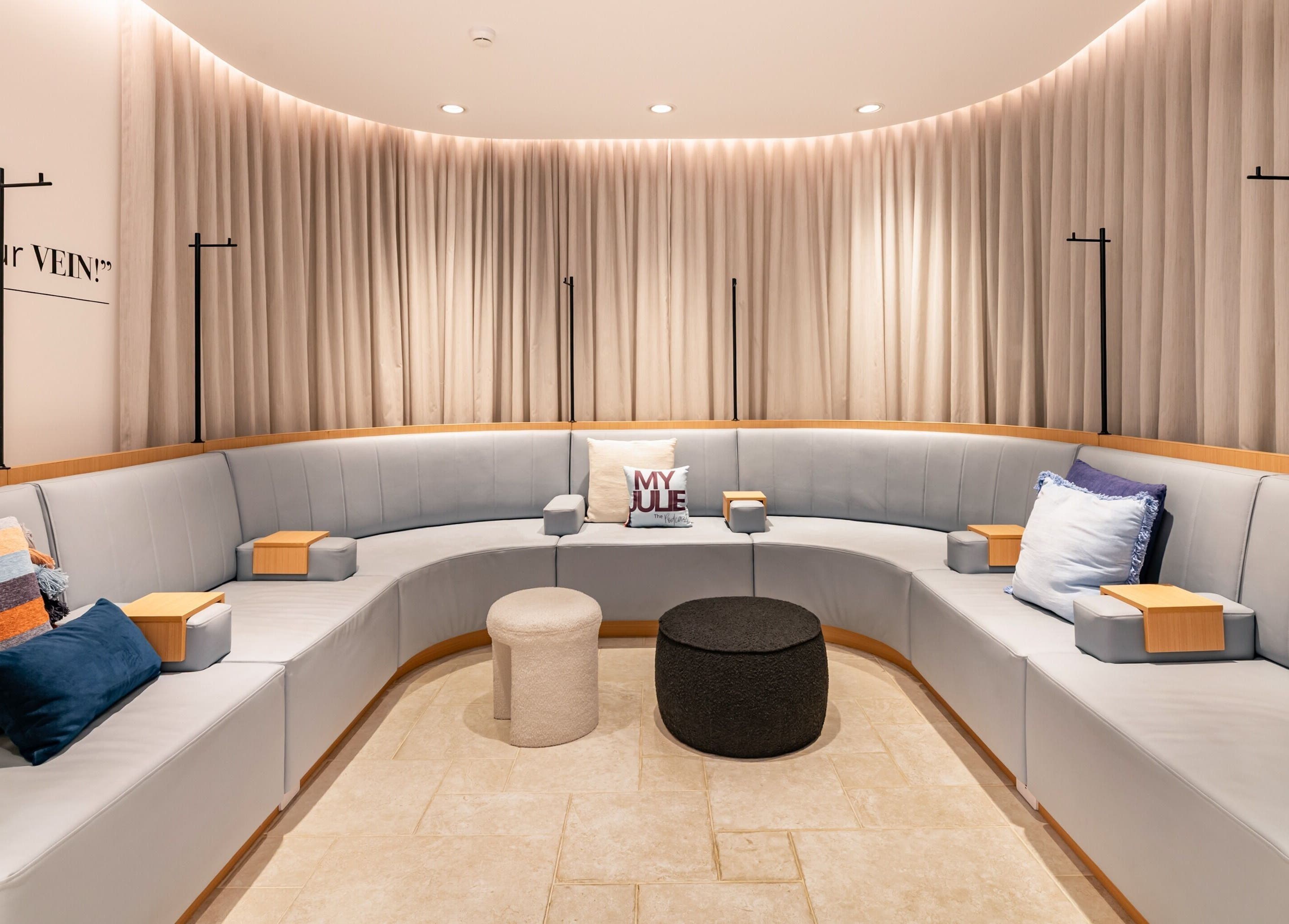 My Julie's tranquil lounge in Moonee Ponds, Victoria, AU features stylish seating and cozy decor.