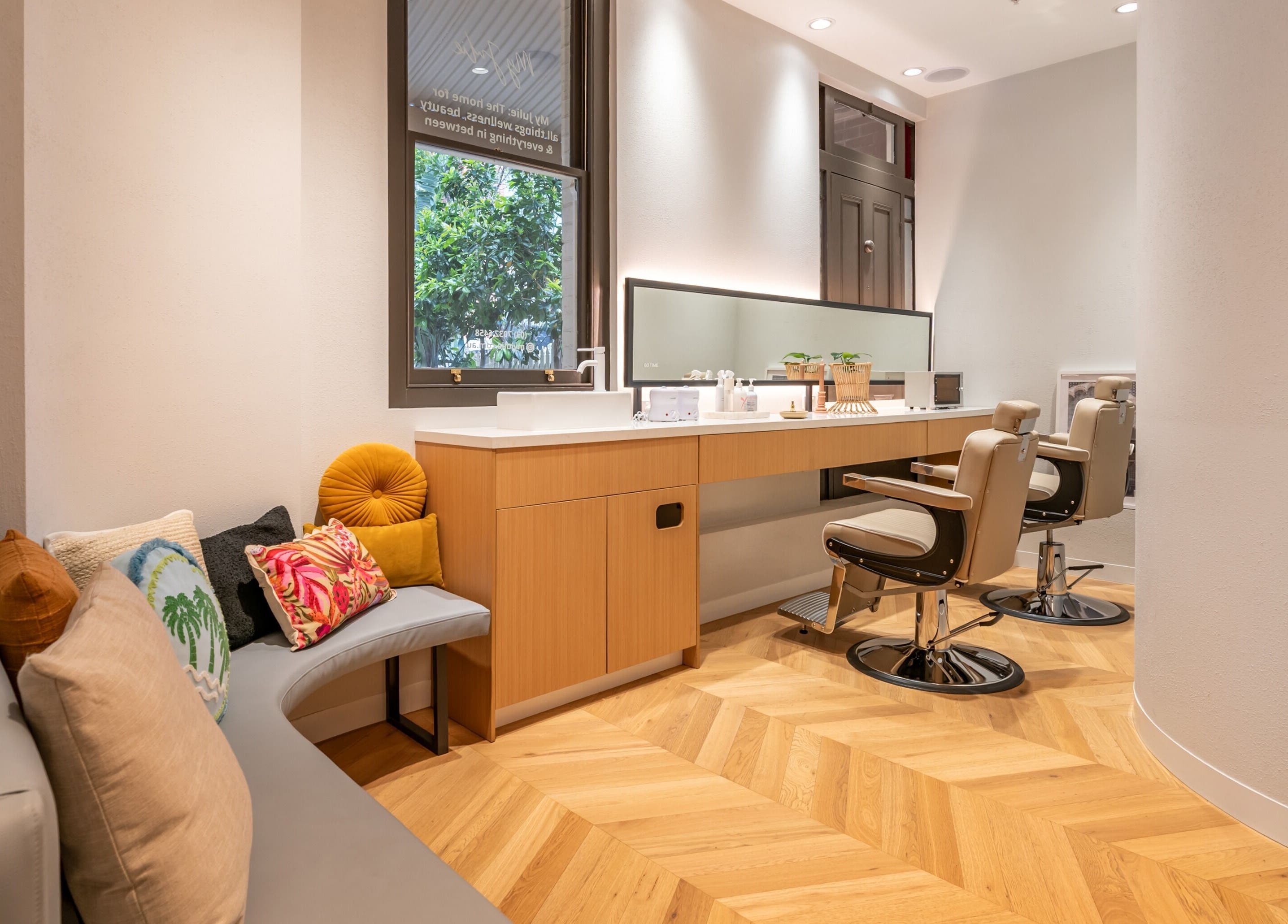 Stylish seating and salon chairs at My Julie in Moonee Ponds, Victoria, AU.