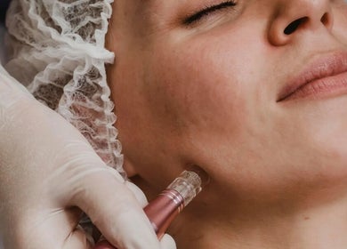 Facial treatment at Hina's Beauty Work Ltd, Auckland, NZ. Woman getting skin rejuvenation.