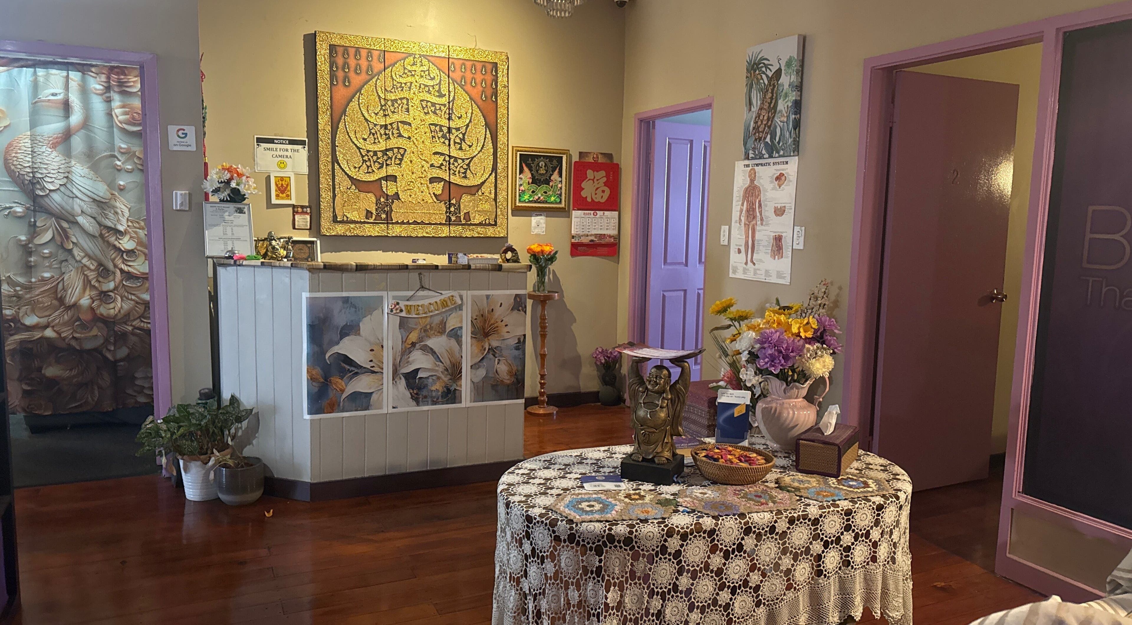 Welcoming interior of Being Thai day spa, Woolloongabba, Queensland, AU with elegant decor and peaceful ambiance.