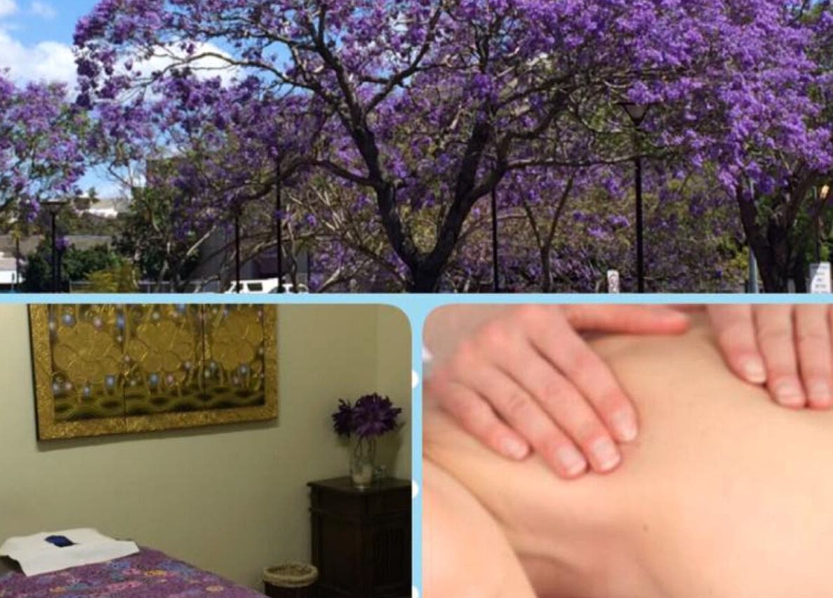 Jacaranda view, massage room, and treatment at Forever Thai Massage & Day Spa, Spring Hill, Queensland, AU.