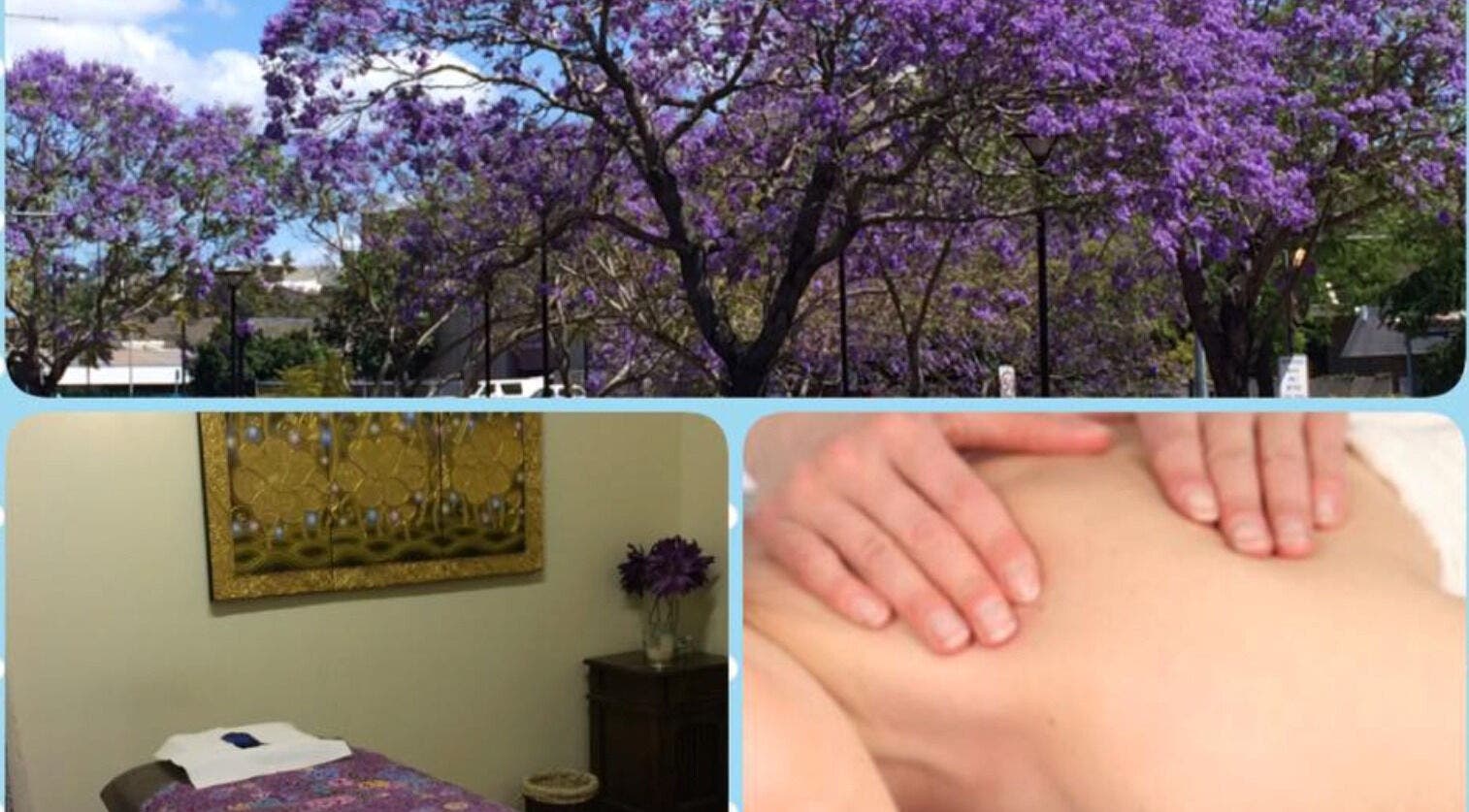 Jacaranda view, massage room, and treatment at Forever Thai Massage & Day Spa, Spring Hill, Queensland, AU.