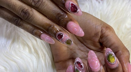 Intricate gel nail art at Omosi Nails Studio, Lagos, Lagos, NG showcasing creative nail designs.