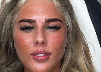 Close-up of a woman with flawless makeup at CL BEAUTY LOUNGE, Newcastle upon Tyne, England, GB.