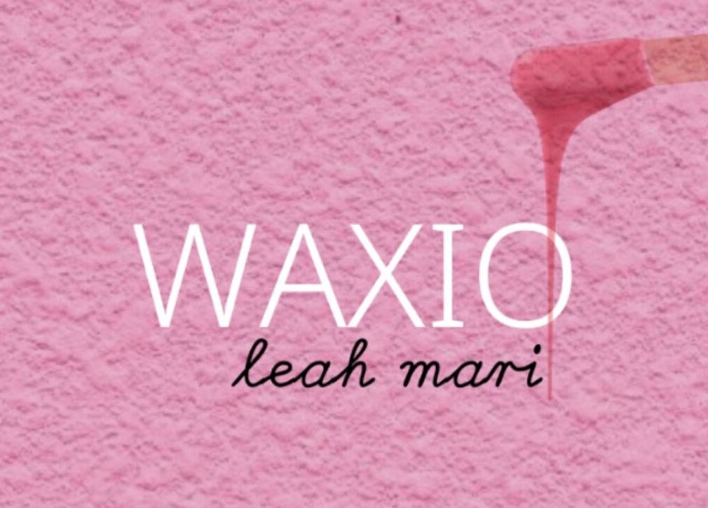 Waxio Leah Mari Waxing logo with wax drip, Llanrwst, Wales, GB.