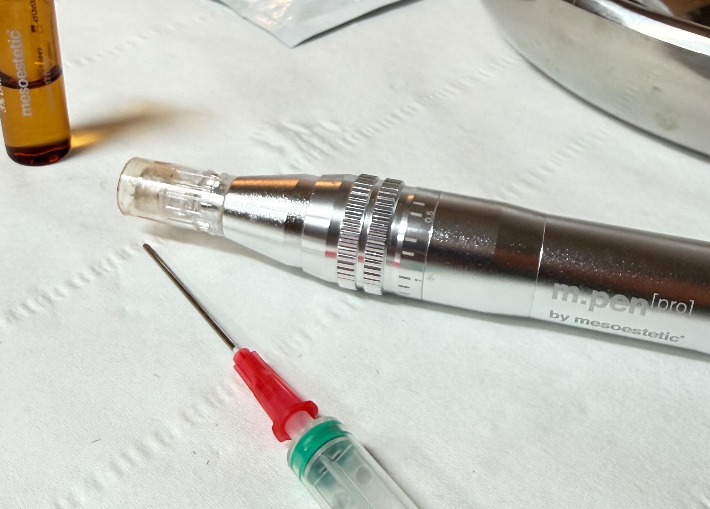 Microneedling tool and serum at The Skin Sculpt Consult, Southport, England, GB.