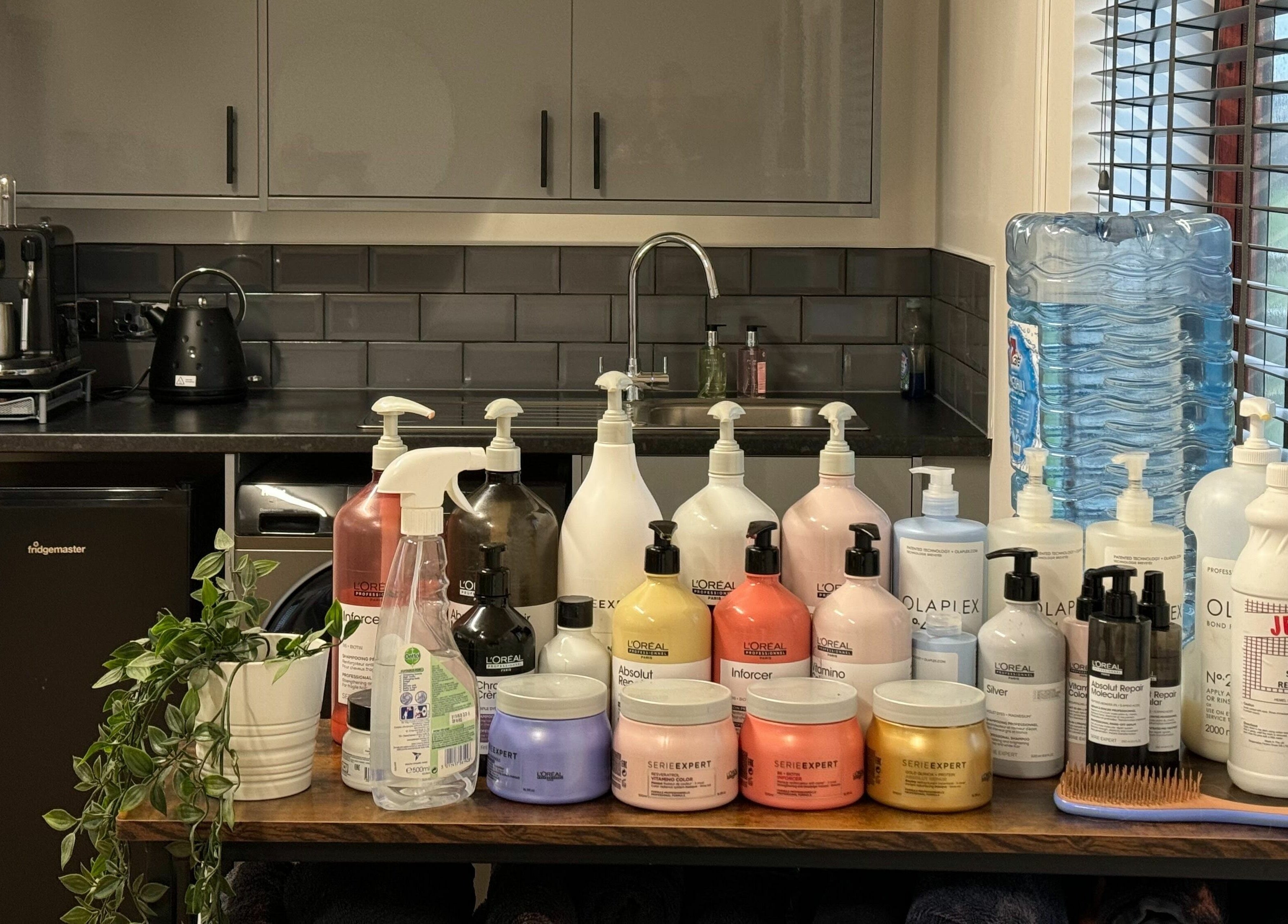 Haircare products at Kym's Hairstyling, Gaddesden Row, England, GB enhancing salon experience.