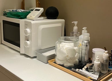 Beauty essentials at The Hatters Beauty Room, Finedon, England, GB, featuring skincare and grooming products.