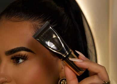 Close-up of elegant brows enhanced with Carbon Black at Esthetics by Carolina Torres, LLC, Orlando, Florida, US.