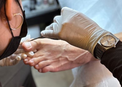 Pedicure service at LUMIÁ BEAUTY CHELSEA in London, England, GB, featuring detailed foot care.