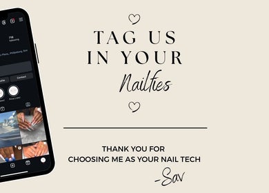 Social media promotion for The Beauty Bar By Sav & Co in Philipsburg, inviting clients to tag nail art photos.