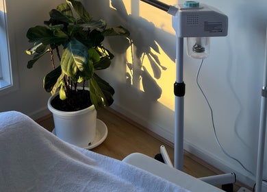 Spa room with equipment and plant at Resolve Skin, Beaudesert, Queensland, AU.