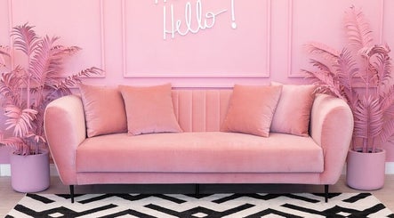 Elegant pink lounge area at BBA MEDICAL AESTHETICS & BODY CONTOURING LTD CHAGUANAS, Chaguanas, TT.