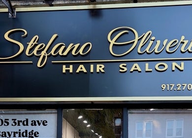 Front signage of Jason Mönet Hair at Stefano Oliveri Salon in New York, New York, US.