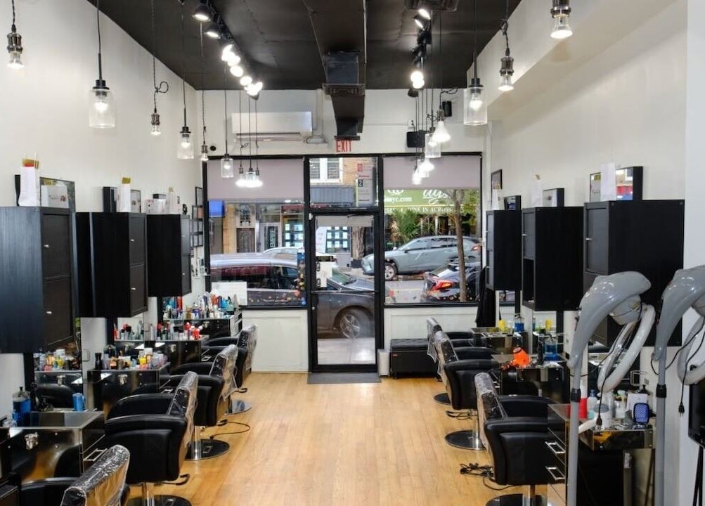 Interior of Jason Mönet Hair at Stefano Oliveri Salon, featuring sleek design, New York, New York, US.