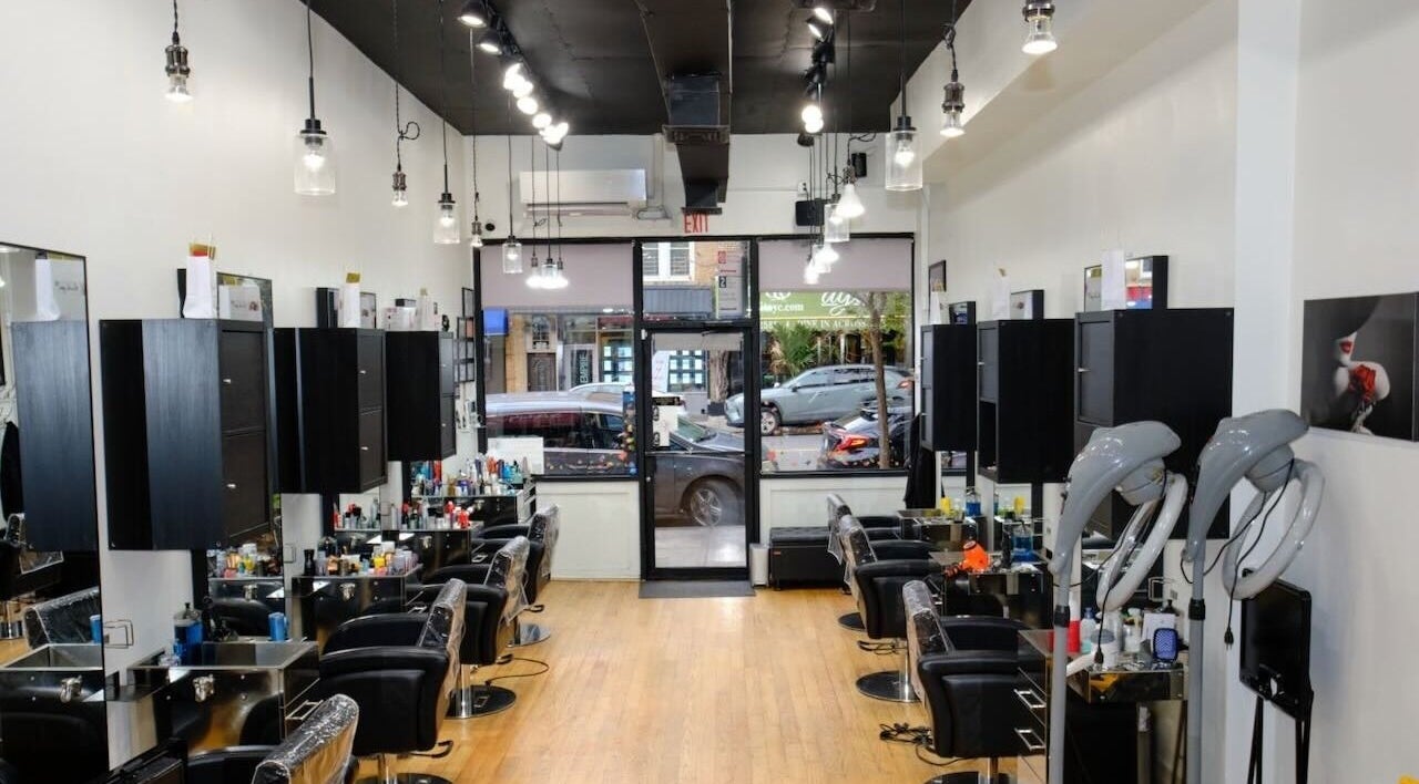 Interior of Jason Mönet Hair at Stefano Oliveri Salon, featuring sleek design, New York, New York, US.