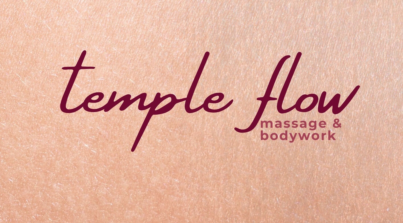Temple Flow Massage and Bodywork - Epping logo on textured background, Epping, Victoria, AU.