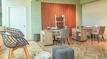 Modern nail salon interior at L'Instant Mains et Pieds, Quatre Bornes, Plaines Wilhems District, MU.