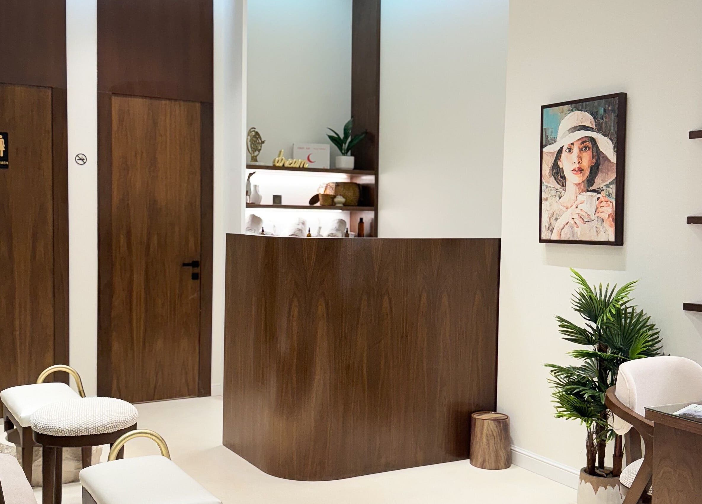 Stylish reception area at Gee Salon, Riyadh, Riyadh Province, SA with chic interior design and decor.