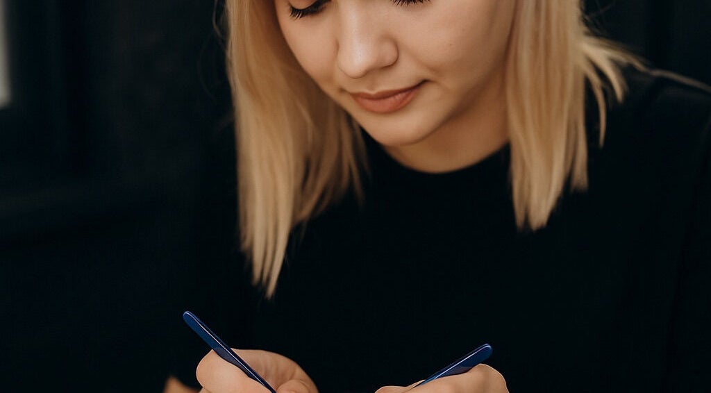 Kobieta wykonująca zabieg stylizacji brwi w PolinaBeauty, Warszawa, Województwo Mazowieckie, PL.