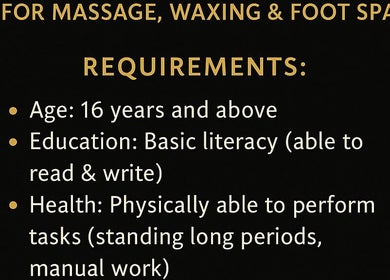 Victory Mobile Spa recruitment ad detailing age, education, and health requirements. NA.