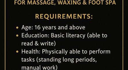 Victory Mobile Spa recruitment ad detailing age, education, and health requirements. NA.