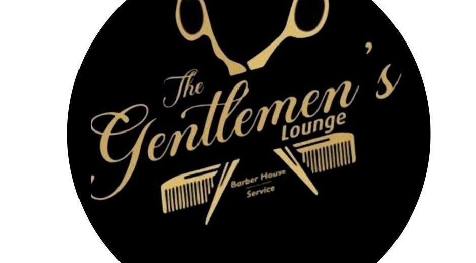 Gentlemen's Lounge logo featuring barber tools, Nairobi, KE.