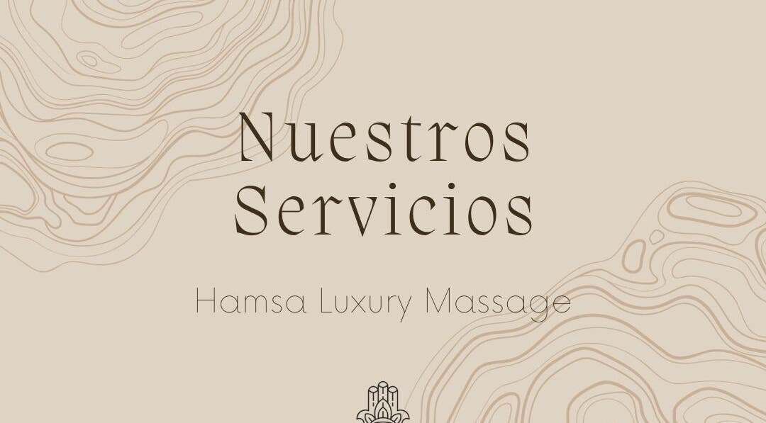 Service offerings at Hamsa Luxury Massage, Palma, Illes Balears, ES, with elegant line patterns.
