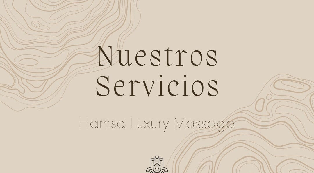 Service offerings at Hamsa Luxury Massage, Palma, Illes Balears, ES, with elegant line patterns.