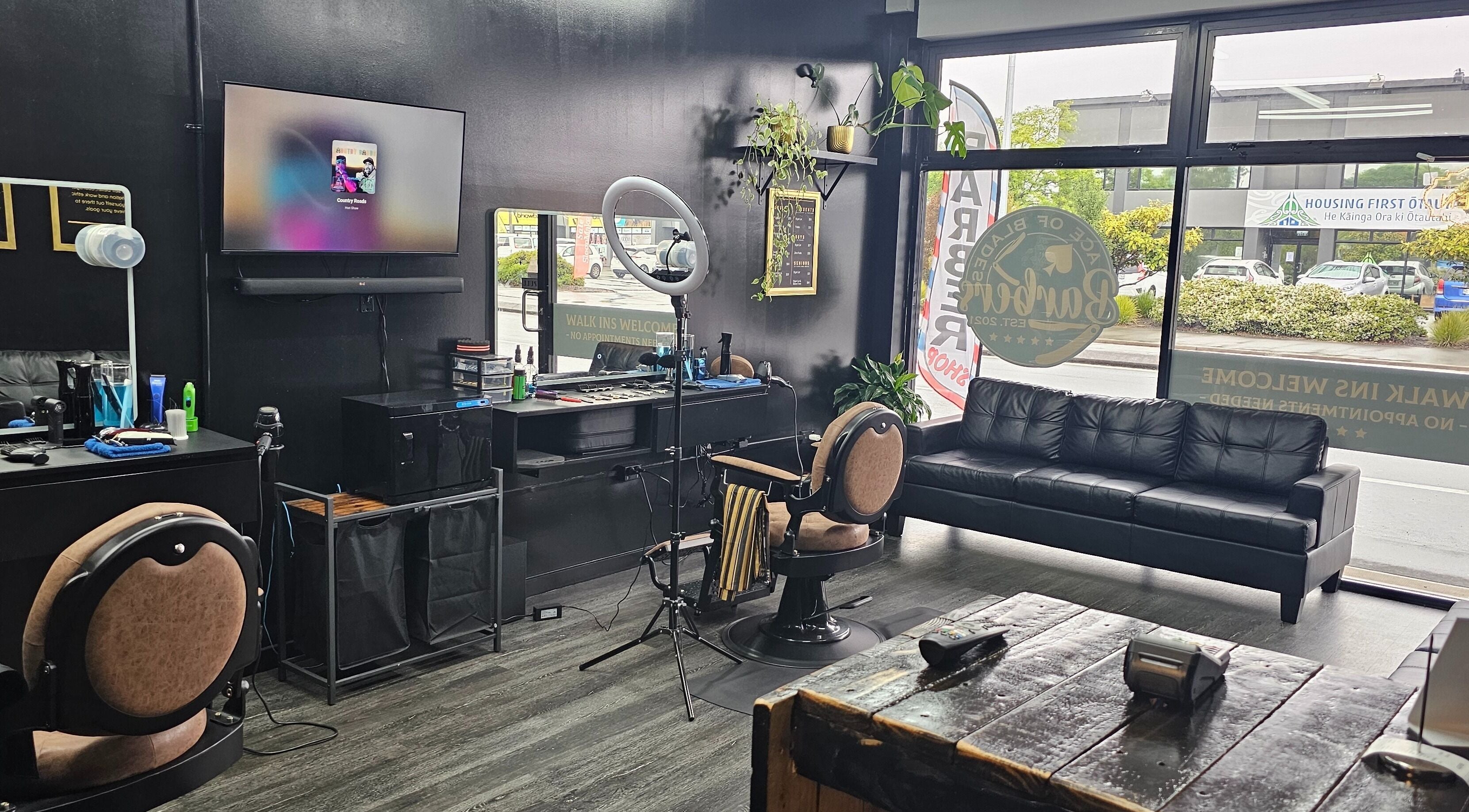 Elegant interior of Ace Of Blades in Christchurch, Canterbury Region, NZ, featuring modern decor and comfy seating.