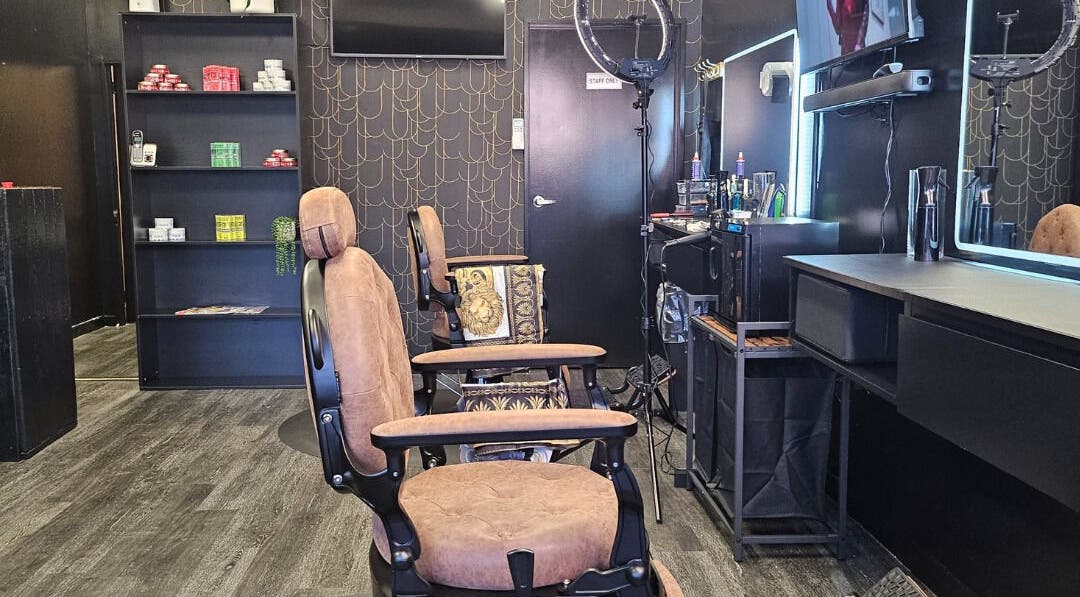 Modern interior of Ace Of Blades, Christchurch, Canterbury Region, NZ featuring styling chairs and tools.