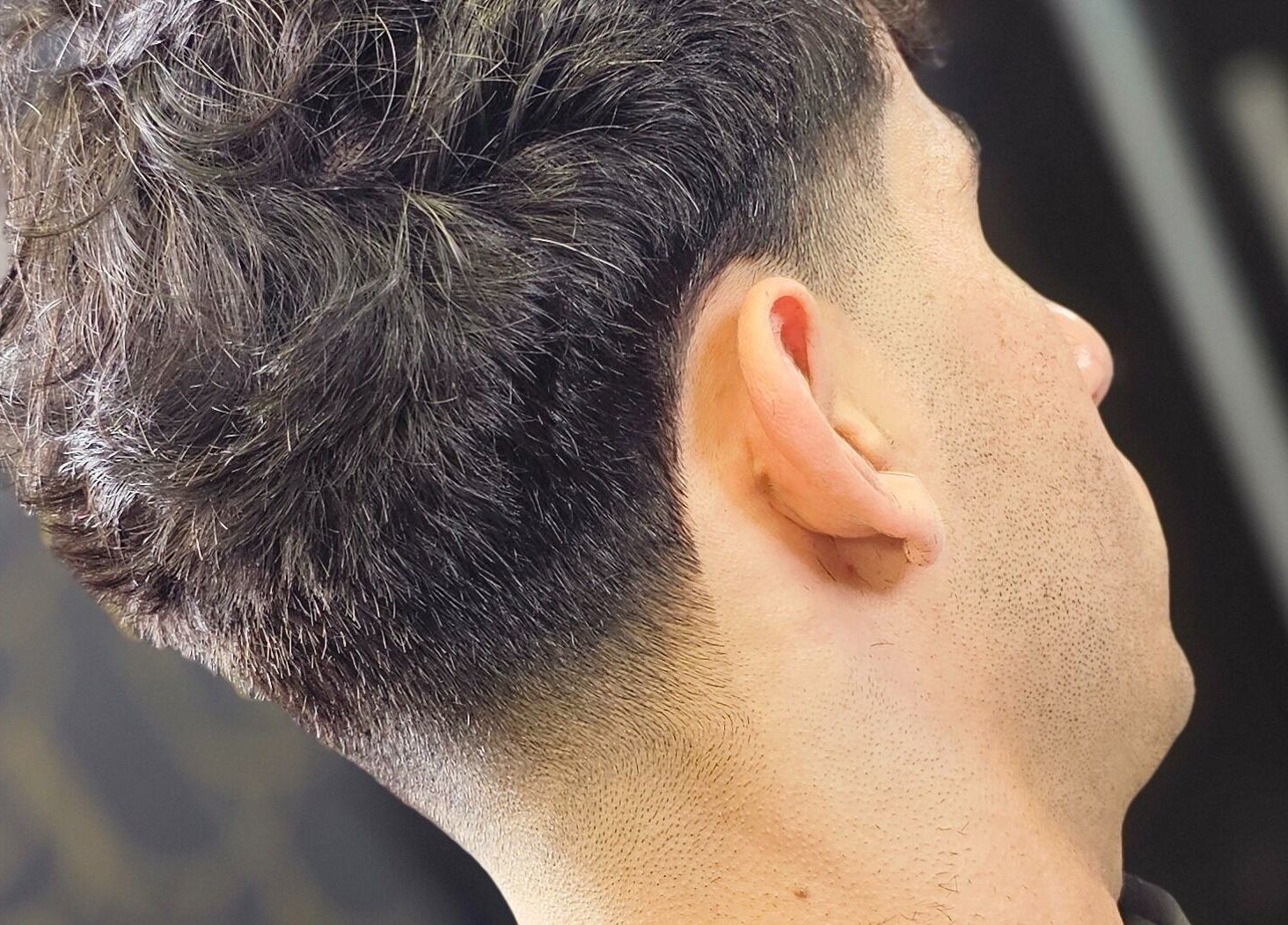 Close-up of a stylish fade haircut at Ace Of Blades, Christchurch, Canterbury Region, NZ.