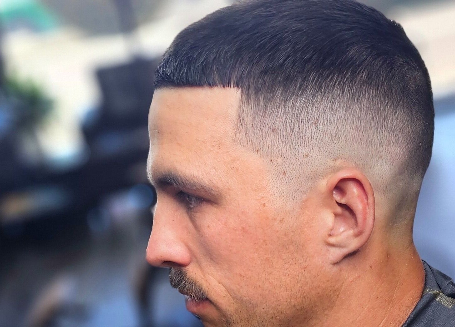 Close-up of a precision fade haircut at Ace Of Blades, Christchurch, Canterbury Region, NZ.