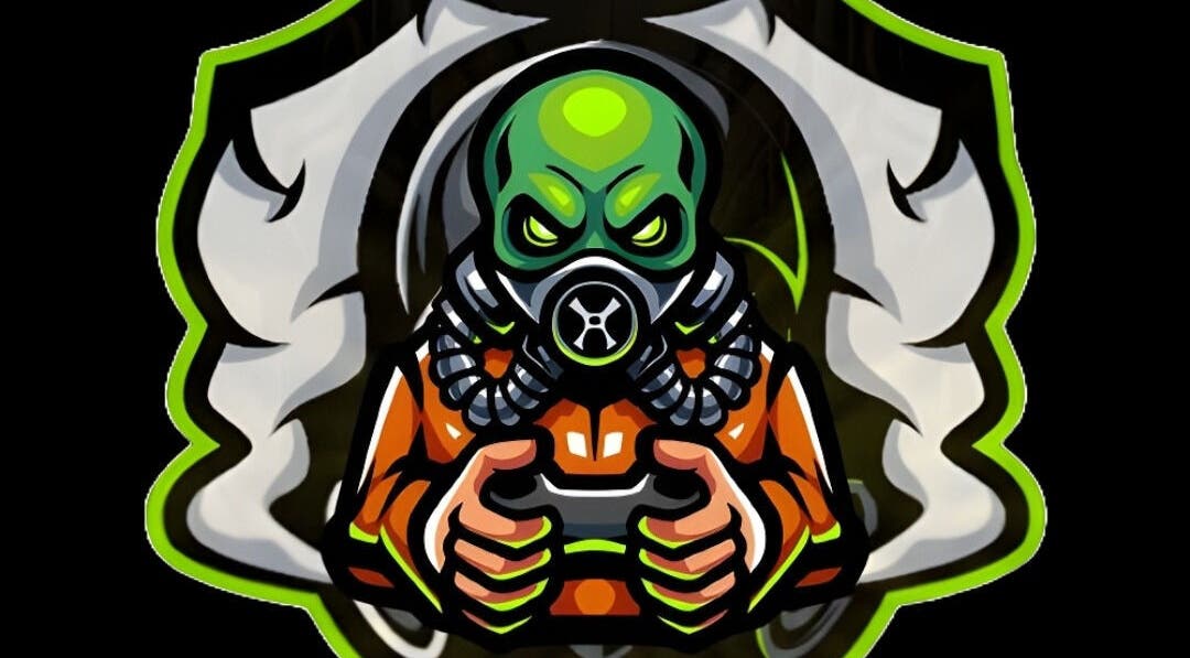 Ilustración de máscara de gas en Bunker JJ, Turmero, Aragua, VE. Estilo moderno y abstracto.