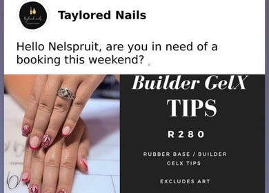 Beautiful GelX manicured hands featured at Taylored Nails in Mbombela, Mpumalanga, ZA.