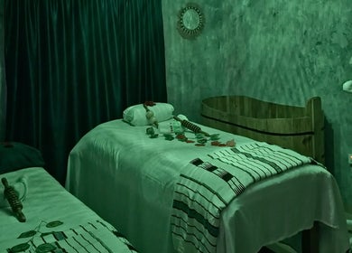 Relaxing massage room at Seasom Spa, Lekki, Lagos, NG offering serene wellness retreat ambiance.