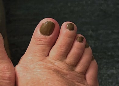 Elegant toenail polish at browNlashbyash in Robina, Queensland, AU. Perfect pedicure presentation.