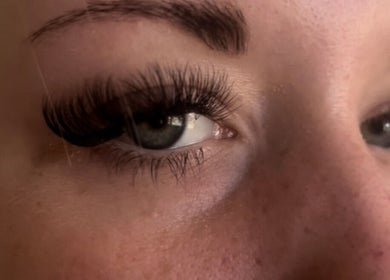 Close-up of eyelash extensions at browNlashbyash, Robina, Queensland, AU showcasing beauty enhancement.