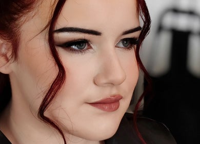 Close-up of woman with elegant makeup at Faces of Angels, Hartlepool, England, GB.