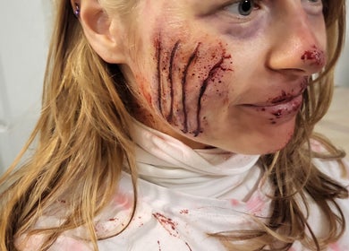 Creative face makeup artistry showcased at Faces of Angels, Hartlepool, England, GB.