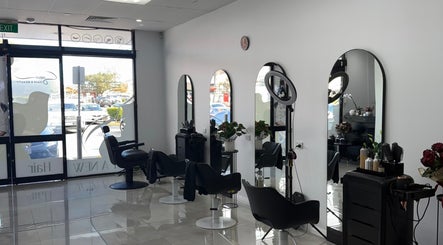 Chic interior of Gorgeous by Mary salon in Felixstow, South Australia, AU featuring modern styling stations.
