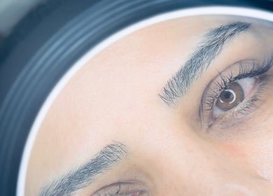 Close-up of expertly styled eyelashes at Gorgeous by Mary in Felixstow, South Australia, AU.