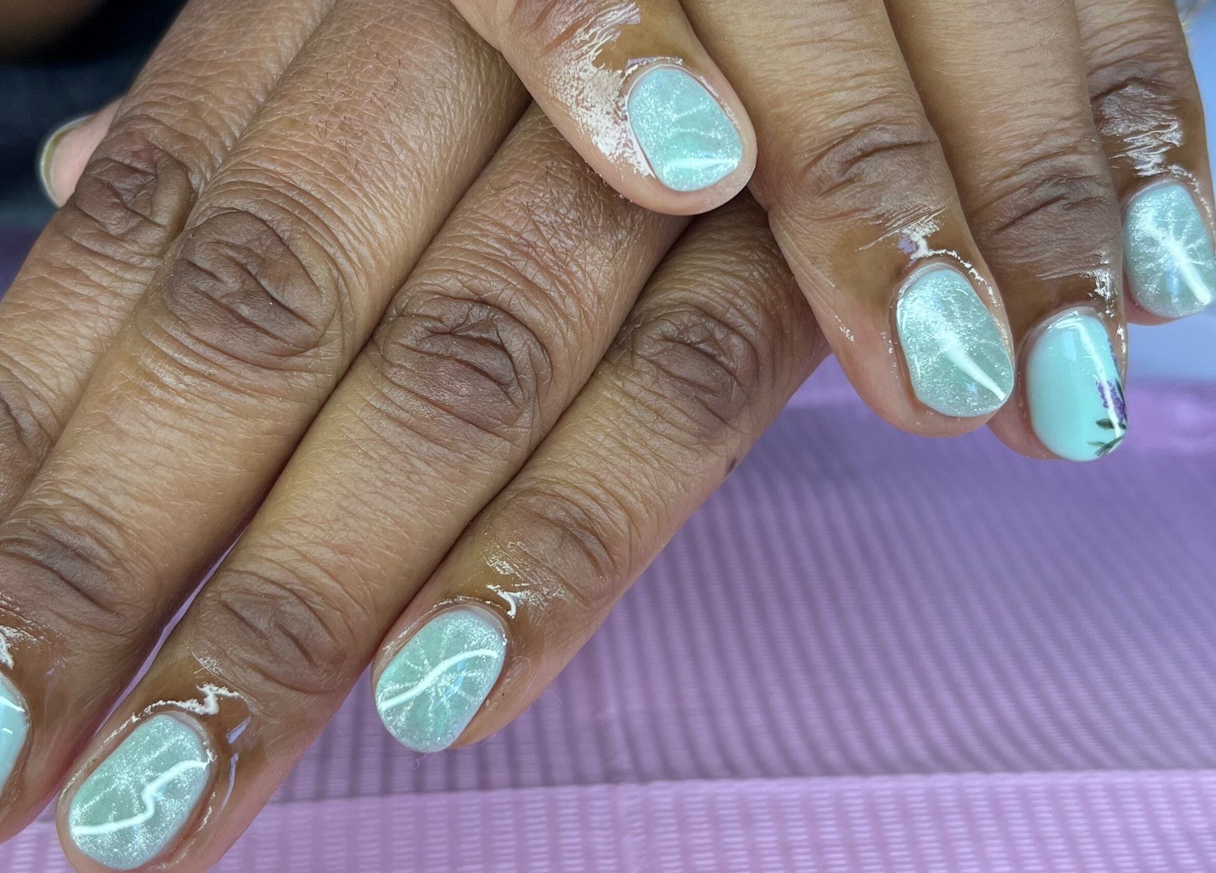 Elegant mint nail art at Nailed by Nay, Cape Town, Western Cape, ZA.