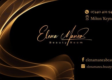 Elena Manea - Beauty Room logo with golden swirls, Leadenhall, England, GB.